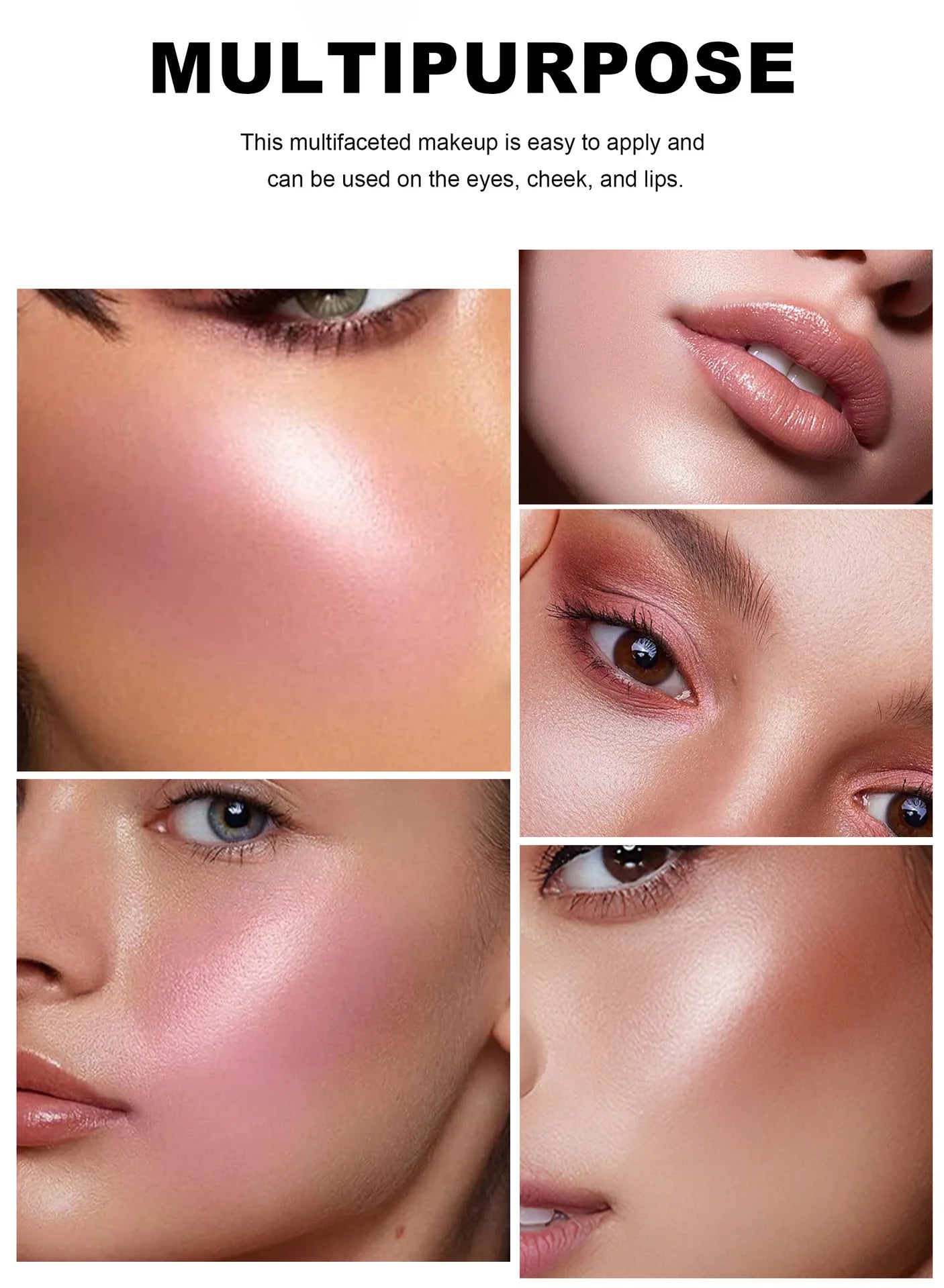 Handaiyan 2 In 1 Matte Glitter Face Blusher Smooth Cheek Velvety Blush Highlighter Stick Rouge Waterproof Contour Makeup