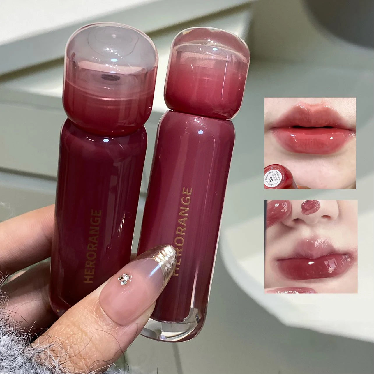 Smoked Grape Purple Red Lip Glaze Mirror Water Lip Gloss Moisturizing Liquid Lipstick Clear Tint Makeup Korean Women Cosmetics