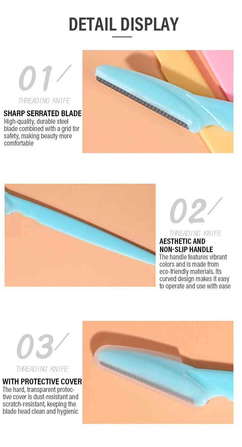 1-10pcs Eyebrow Trimmer Eyebrow Razor Safety Eye Brow Shaping Knife Portable Blades Face Hair Removal Shaver Woman Makeup Tools