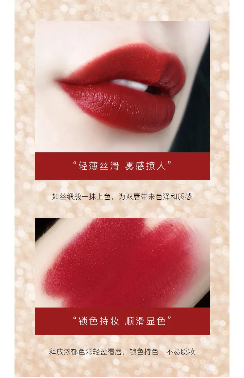 Matte Lipstick Set 3 Colours with Silver Chain Bag Waterproof Non-Stick Long Lasting Red 3.5gx3pcs