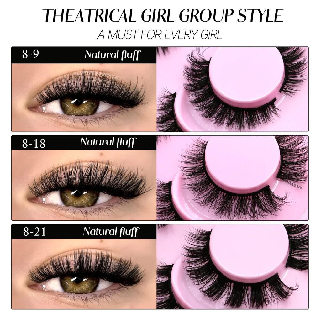 GROINNEYA Fluffy Eyelashes 5/6 Pairs Manga Lashes 3D Natural False Lashes Soft Cross Thick Fluffy Lashes Extension Makeup