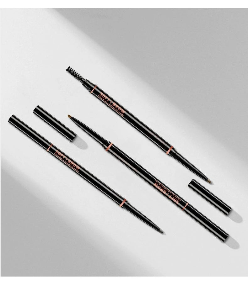 Double headed Rotable Eyebrow Pen with a 1.5mm diameter Fine refill Waterproof Wild Eyebrow Pen and Eyebrow Brush