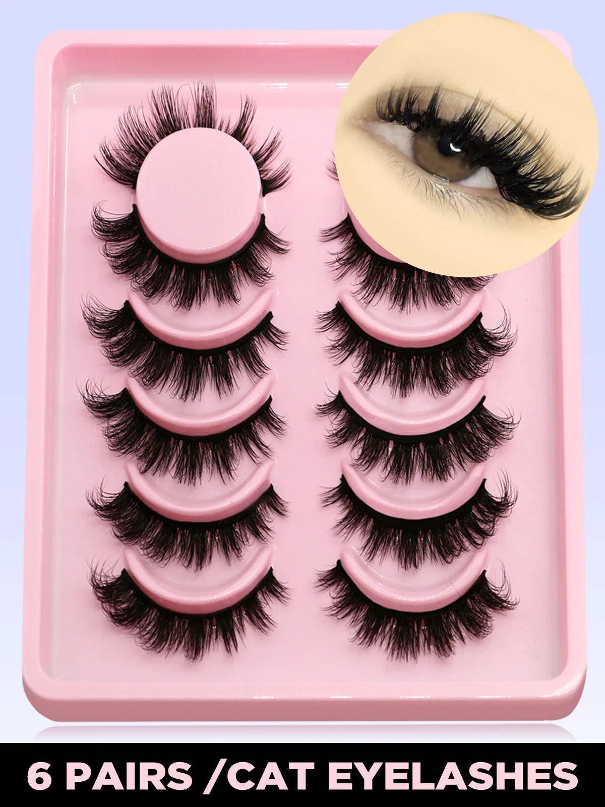 GROINNEYA Fluffy Eyelashes 5/6 Pairs Manga Lashes 3D Natural False Lashes Soft Cross Thick Fluffy Lashes Extension Makeup