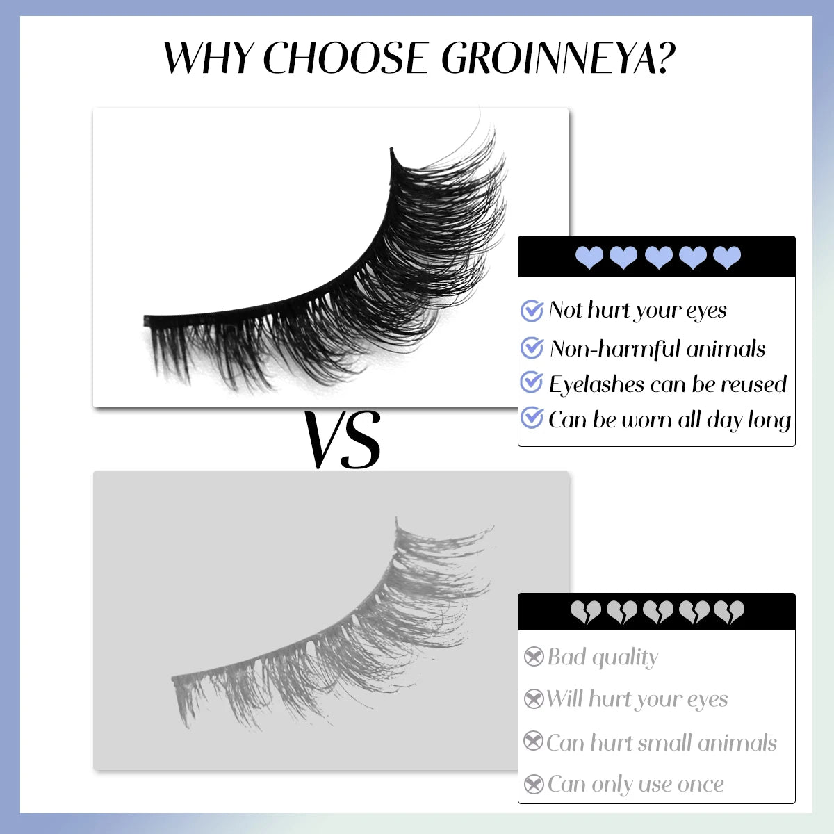 GROINNEYA Fluffy Eyelashes 5/6 Pairs Manga Lashes 3D Natural False Lashes Soft Cross Thick Fluffy Lashes Extension Makeup