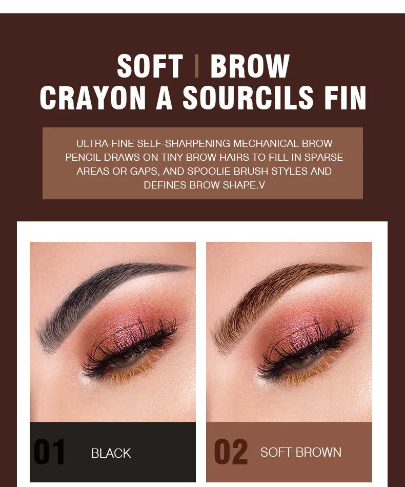 Double headed Rotable Eyebrow Pen with a 1.5mm diameter Fine refill Waterproof Wild Eyebrow Pen and Eyebrow Brush