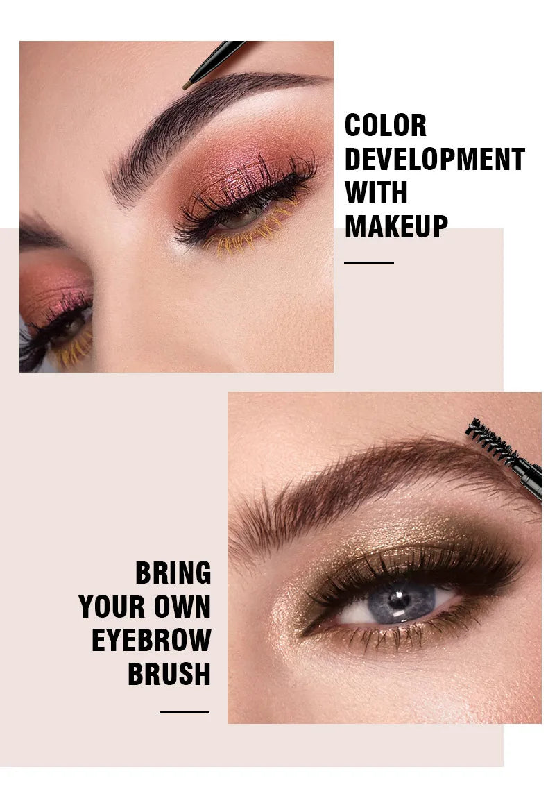 Double headed Rotable Eyebrow Pen with a 1.5mm diameter Fine refill Waterproof Wild Eyebrow Pen and Eyebrow Brush