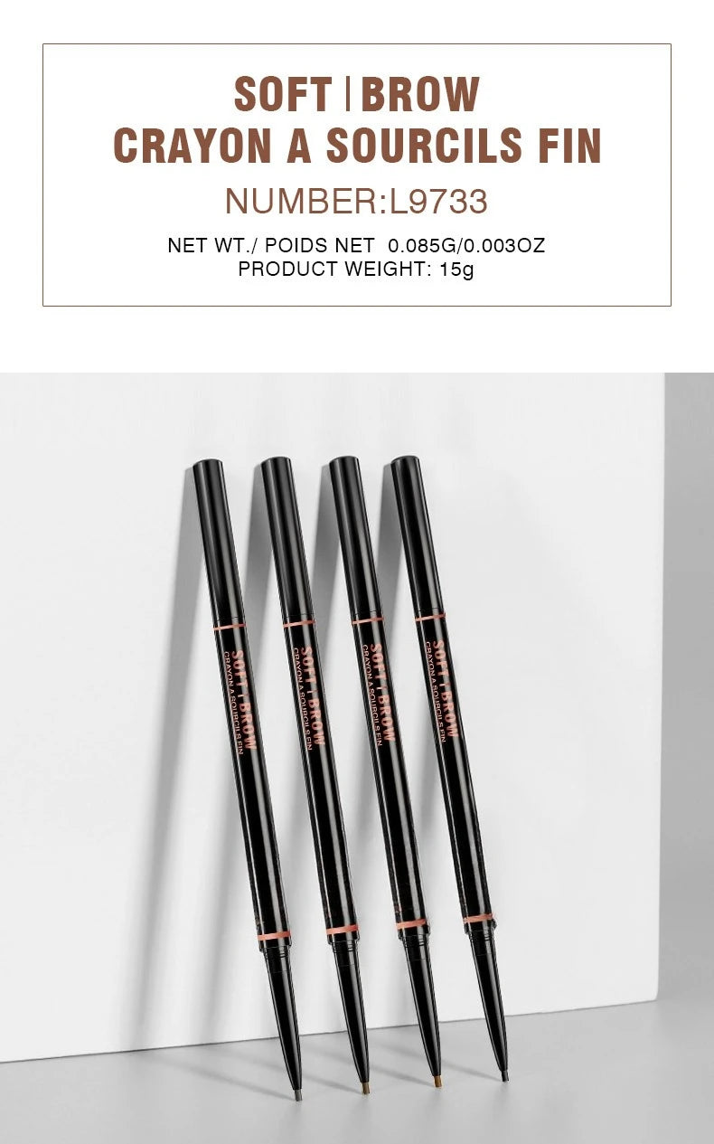 Double headed Rotable Eyebrow Pen with a 1.5mm diameter Fine refill Waterproof Wild Eyebrow Pen and Eyebrow Brush