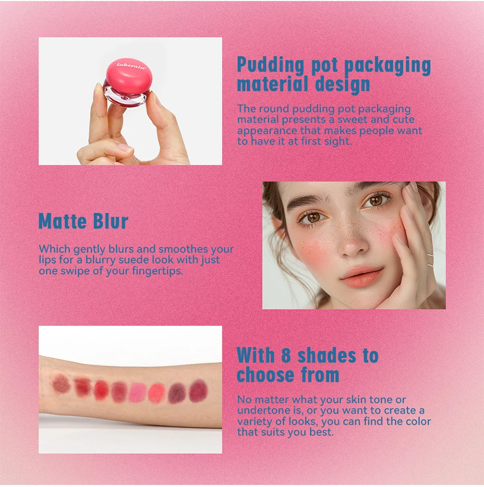 Lip&Cheek Blurry Pudding Pot | Blushed Moment - Baby | Makeup Blush, Buildable Lightweight, Multi-Use Soft Matte Finish | 5g