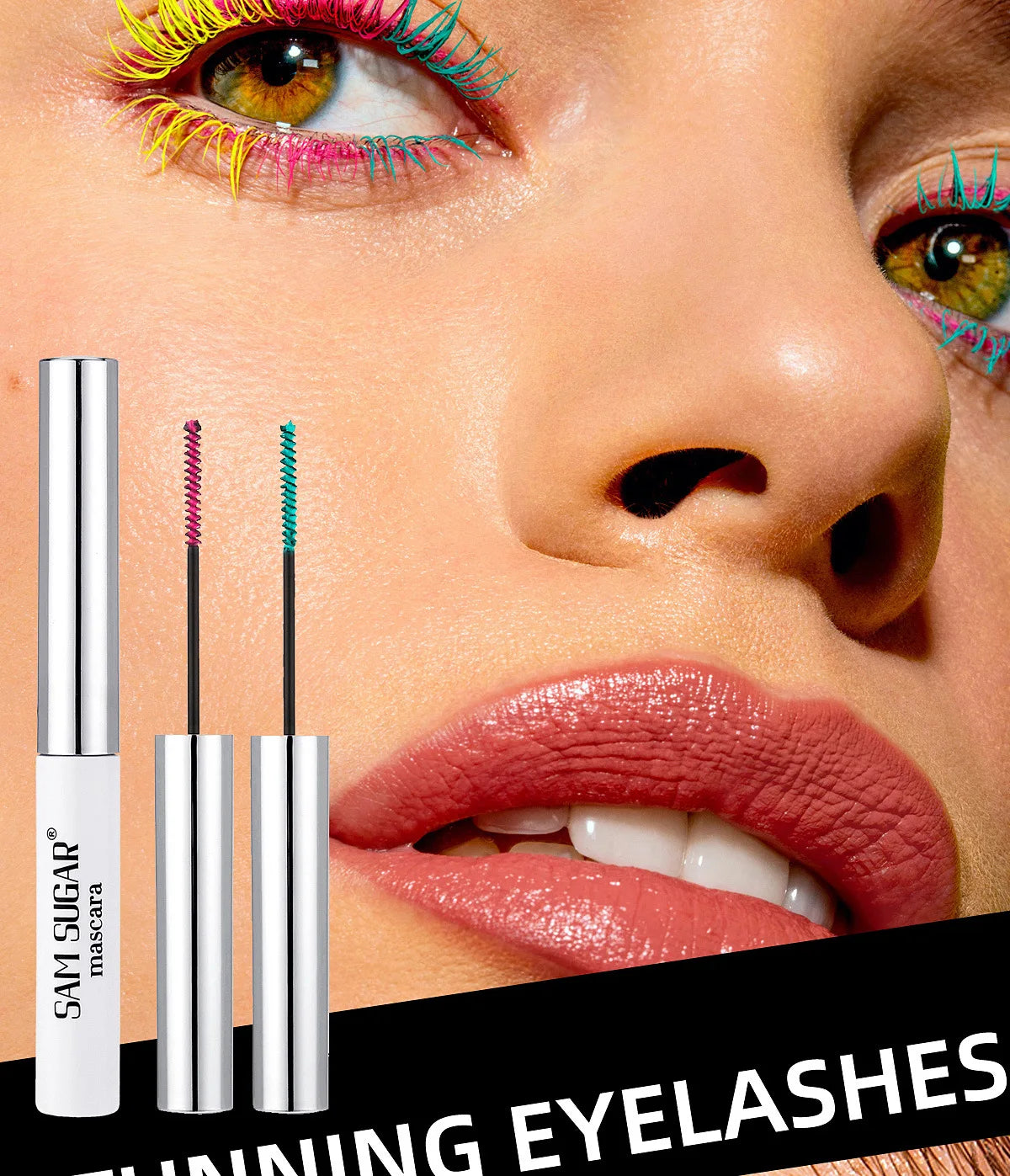 Colorful Curling Mascara Fine Brush Lengthens Eyelashes Thick Waterproof Blue Mascara Natural Eyelash Green Halloween Eye Makeup