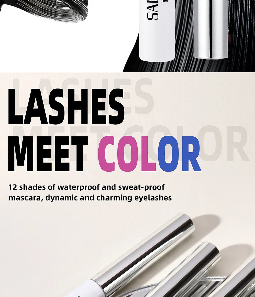 Colorful Curling Mascara Fine Brush Lengthens Eyelashes Thick Waterproof Blue Mascara Natural Eyelash Green Halloween Eye Makeup