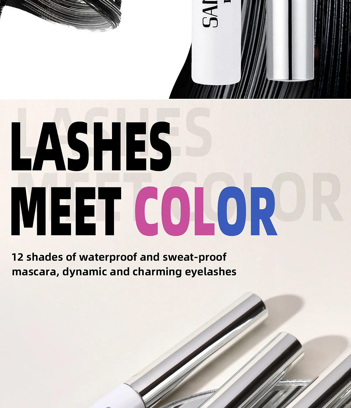 Colorful Curling Mascara Fine Brush Lengthens Eyelashes Thick Waterproof Blue Mascara Natural Eyelash Green Halloween Eye Makeup