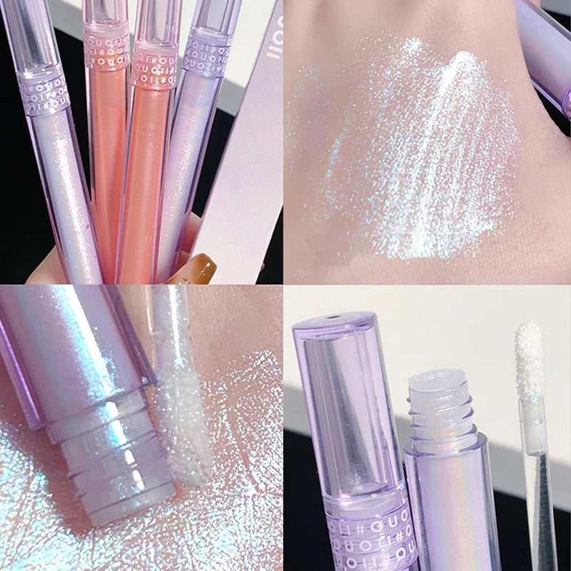 3pcs Set - 3 Colors Chameleon Eyeshadow: Pink, Micro Glitter Purple, Cyan, Chameleon Glitter Eyeshadow Long Lasting Eye Makeup