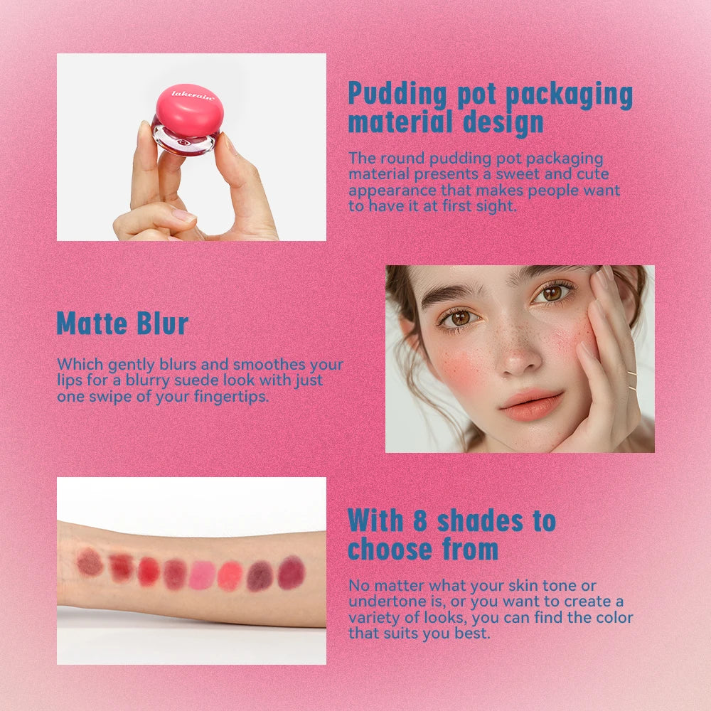 Lip&Cheek Blurry Pudding Pot | Blushed Moment - Baby | Makeup Blush, Buildable Lightweight, Multi-Use Soft Matte Finish | 5g
