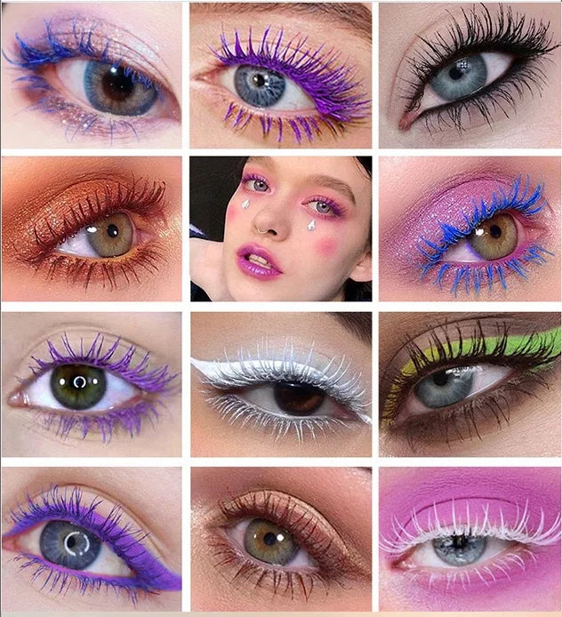 Colorful Curling Mascara Fine Brush Lengthens Eyelashes Thick Waterproof Blue Mascara Natural Eyelash Green Halloween Eye Makeup