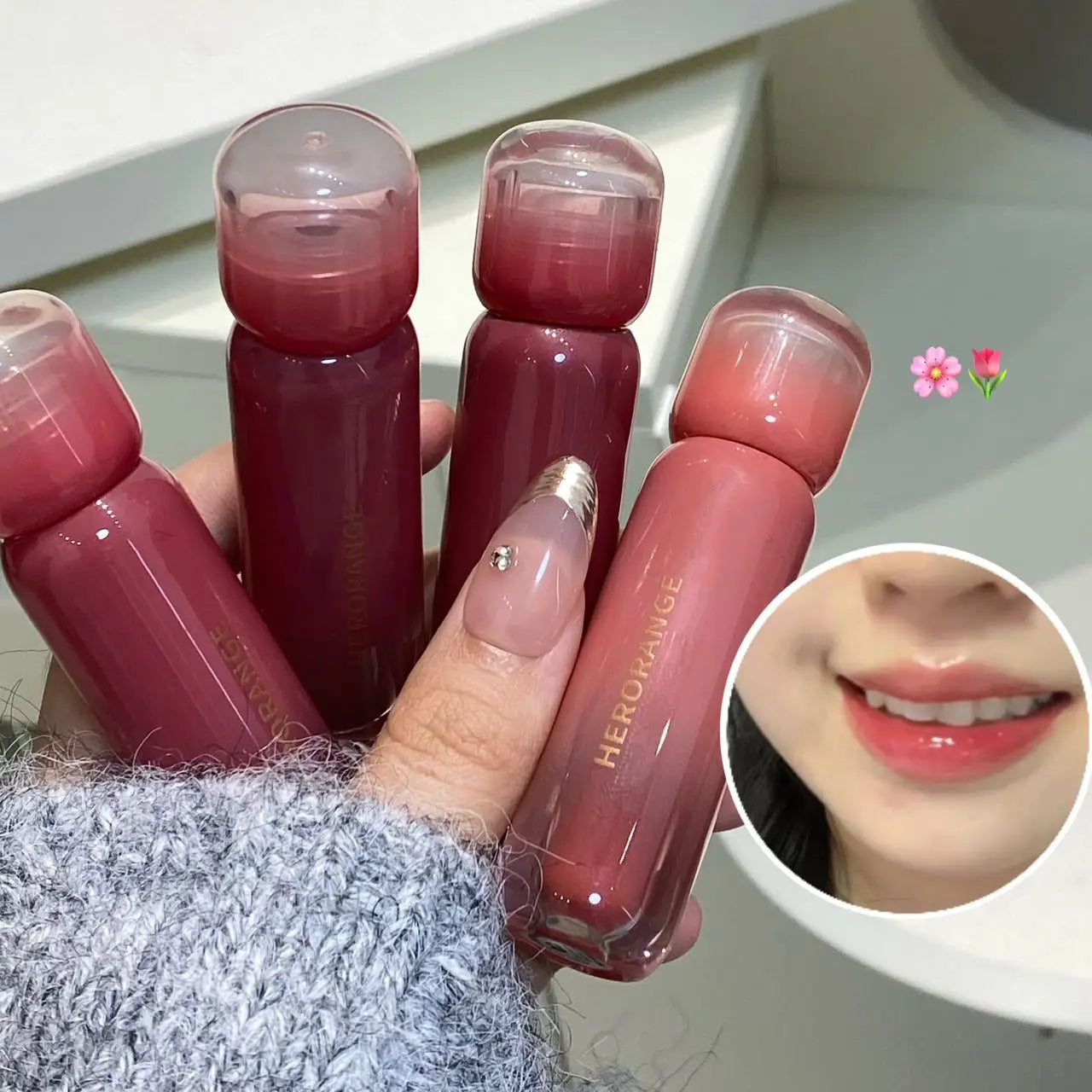 Smoked Grape Purple Red Lip Glaze Mirror Water Lip Gloss Moisturizing Liquid Lipstick Clear Tint Makeup Korean Women Cosmetics