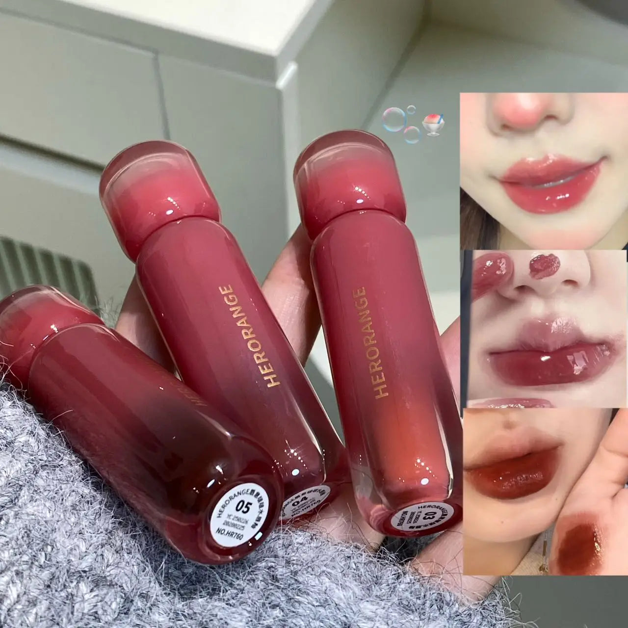 Smoked Grape Purple Red Lip Glaze Mirror Water Lip Gloss Moisturizing Liquid Lipstick Clear Tint Makeup Korean Women Cosmetics