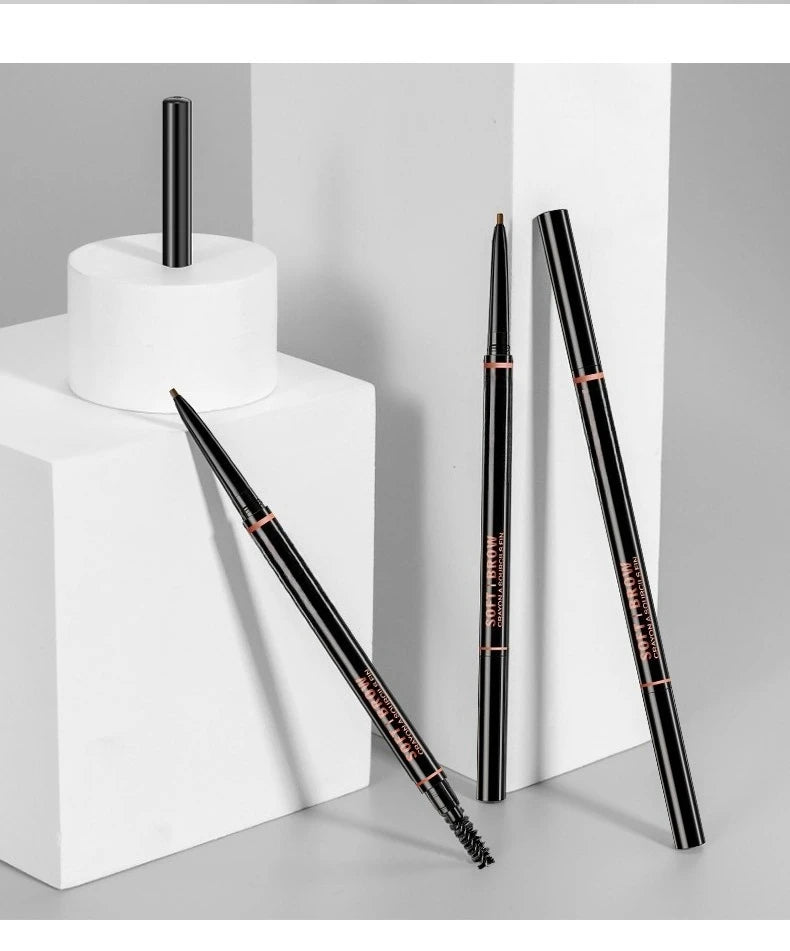 Double headed Rotable Eyebrow Pen with a 1.5mm diameter Fine refill Waterproof Wild Eyebrow Pen and Eyebrow Brush
