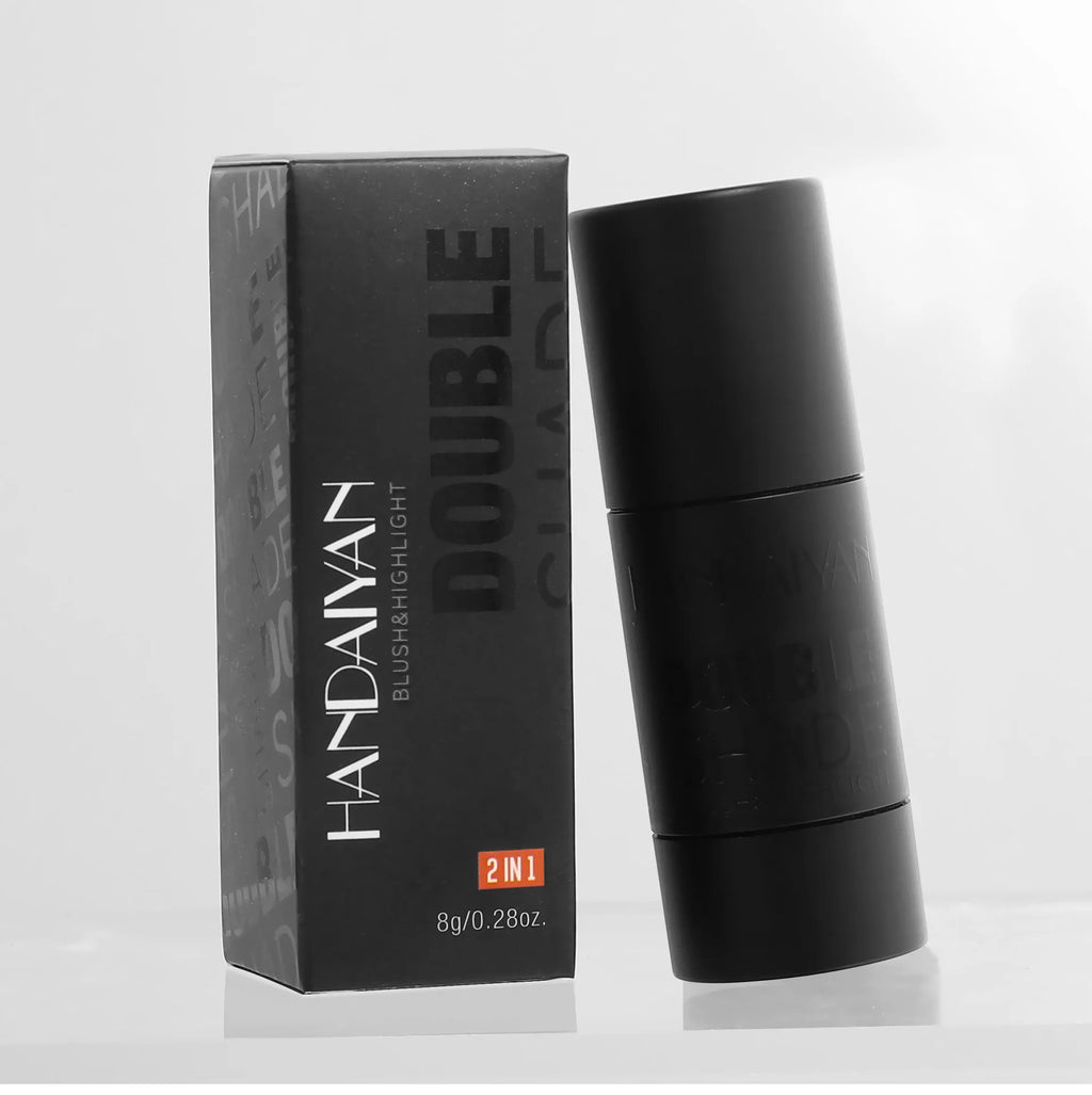 Handaiyan 2 In 1 Matte Glitter Face Blusher Smooth Cheek Velvety Blush Highlighter Stick Rouge Waterproof Contour Makeup