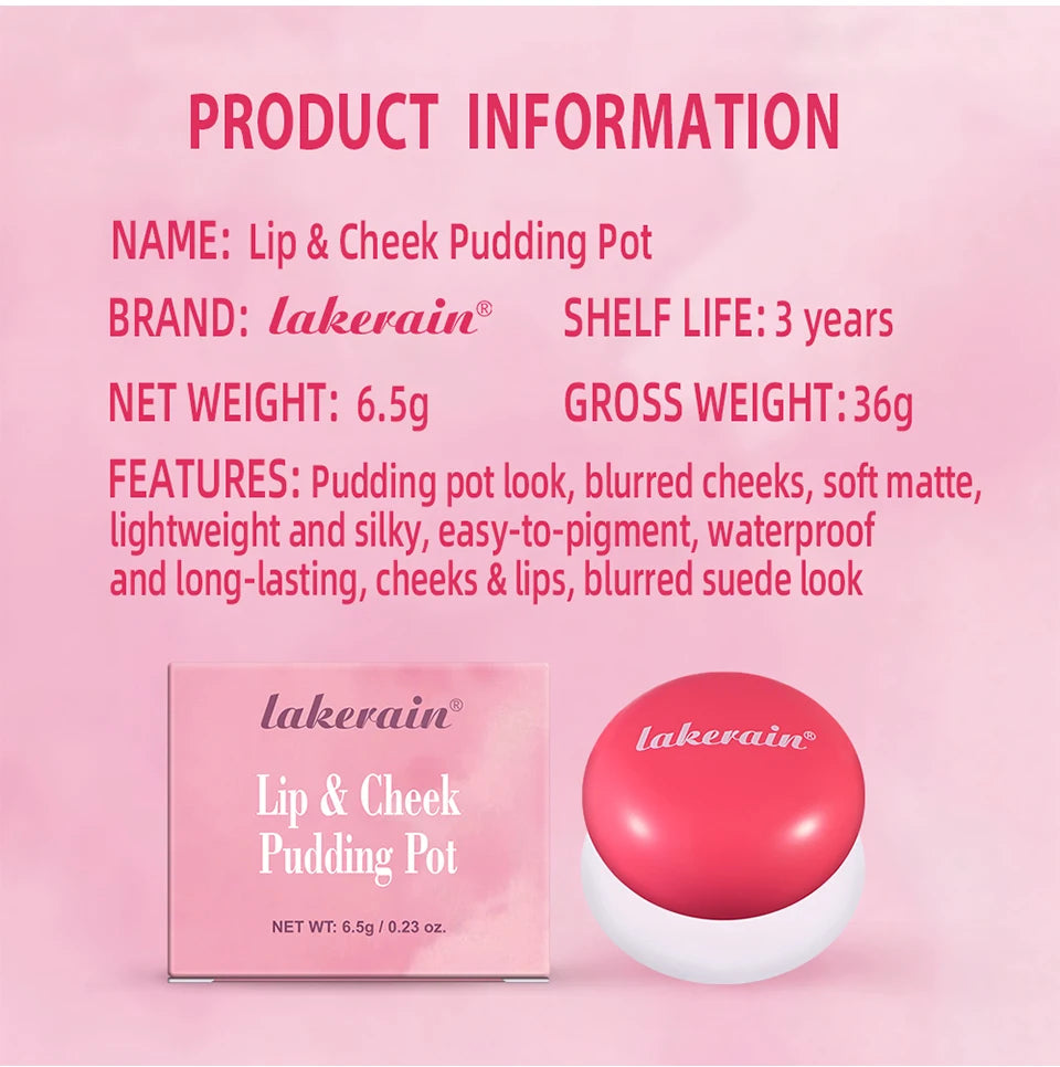 Lip&Cheek Blurry Pudding Pot | Blushed Moment - Baby | Makeup Blush, Buildable Lightweight, Multi-Use Soft Matte Finish | 5g